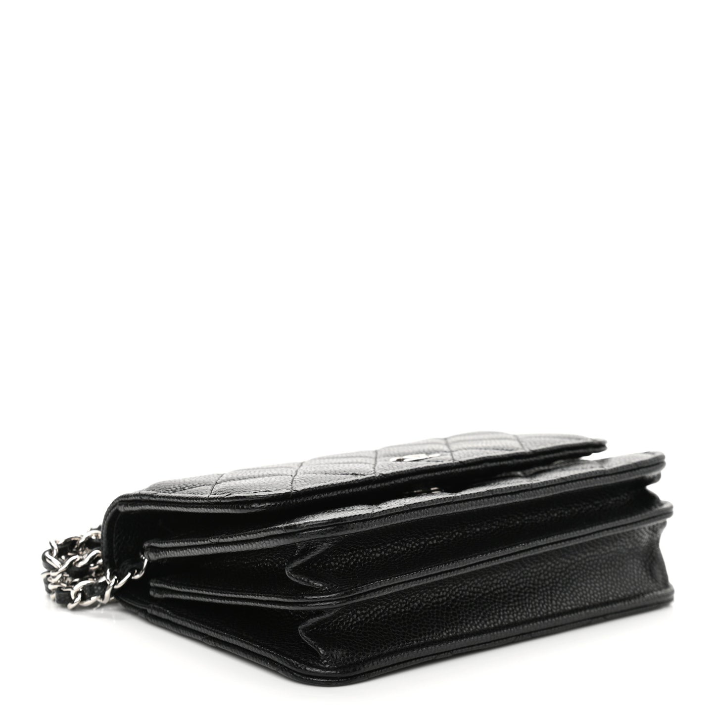 Caviar Quilted Mini Wallet On Chain WOC Black