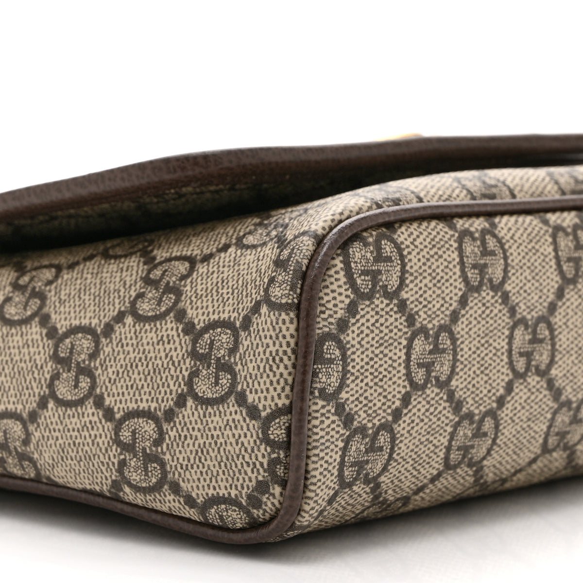 Gucci GG Supreme Monogram Textured Dollar Calfskin Web Mini Ophidia Shoulder Bag Beige Ebony New Acero 9 of 11