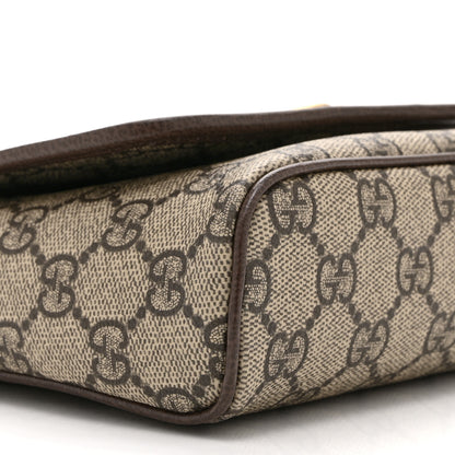 Gucci GG Supreme Monogram Textured Dollar Calfskin Web Mini Ophidia Shoulder Bag Beige Ebony New Acero 9 of 11