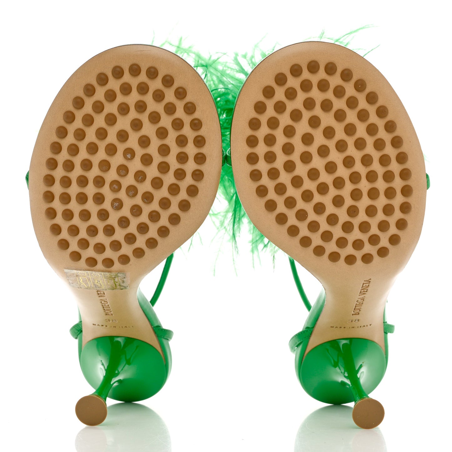 Wonderbird Nappa Feather Dot Sandals 38 Grass