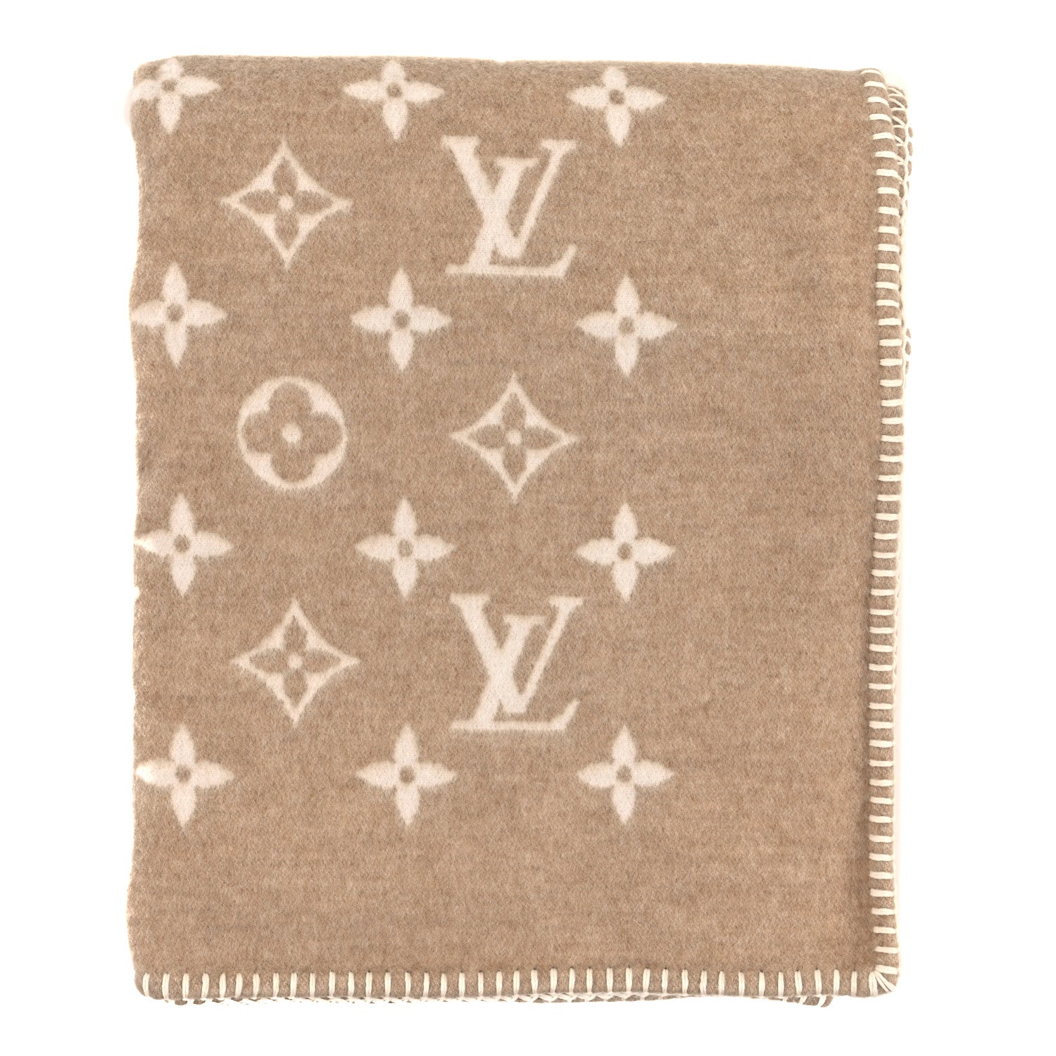 Louis Vuitton Wool Cashmere Monogram Blanket Beige 1 of 3