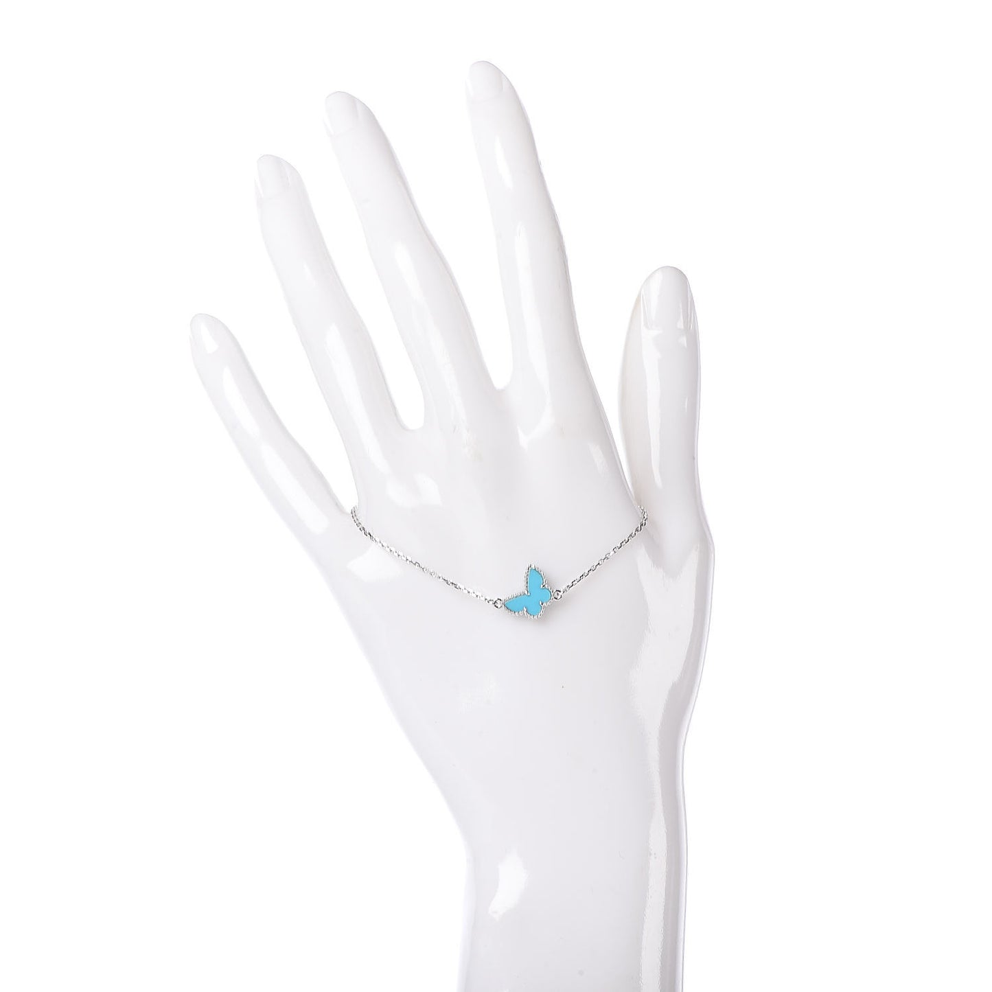 18K White Gold Turquoise Sweet Alhambra Butterfly Bracelet
