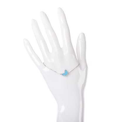 Van Cleef & Arpels 18K White Gold Turquoise Sweet Alhambra Butterfly Bracelet 2 of 7