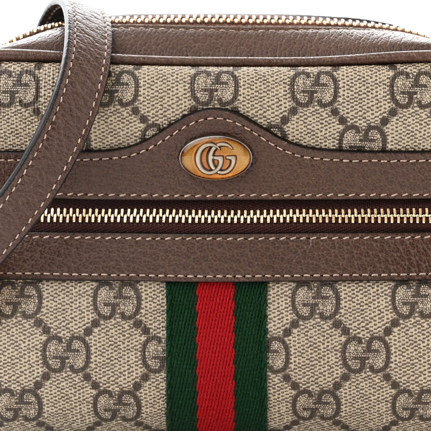 GG Supreme Monogram Web Mini Ophidia Shoulder Bag Brown