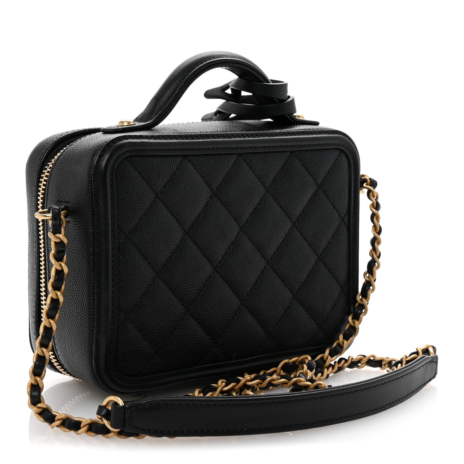 Chanel Caviar Quilted Small CC Filigree Vanity Case Black 3 of 11