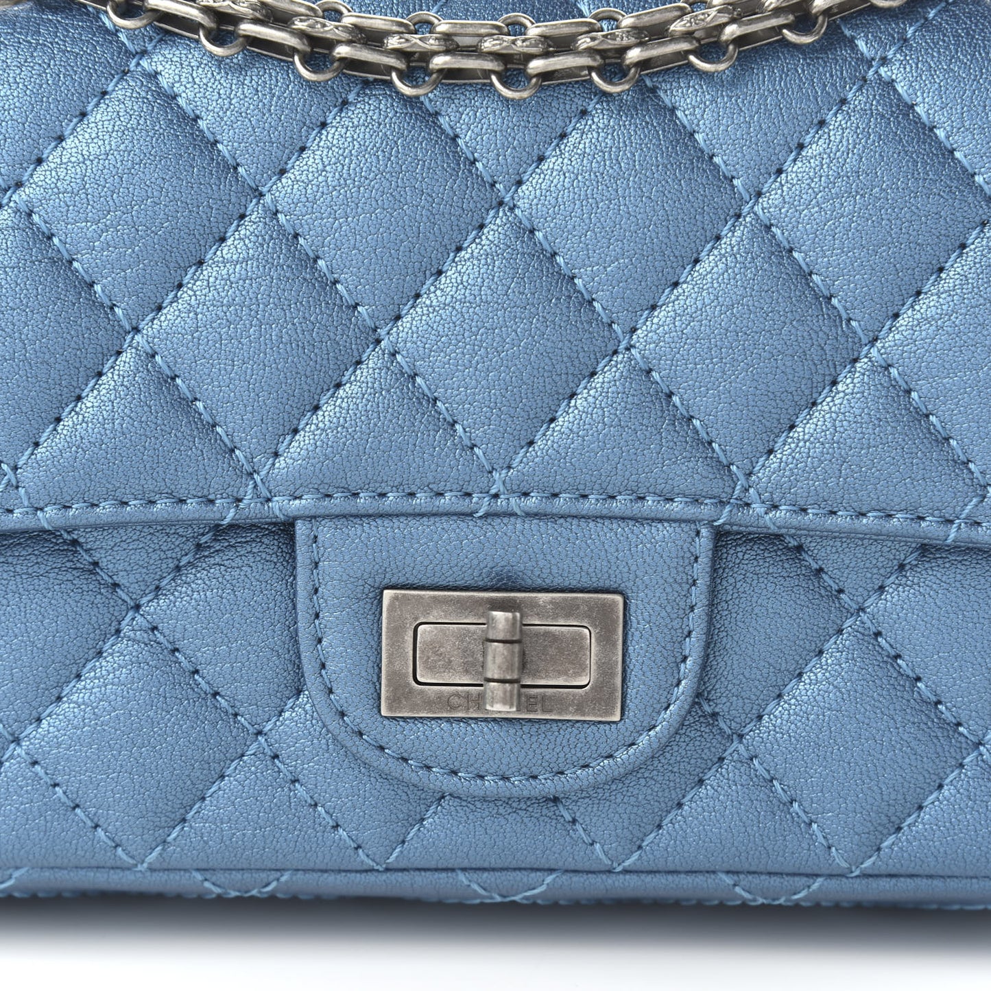 Metallic Sheepskin Quilted 2.55 Reissue Mini Flap Blue
