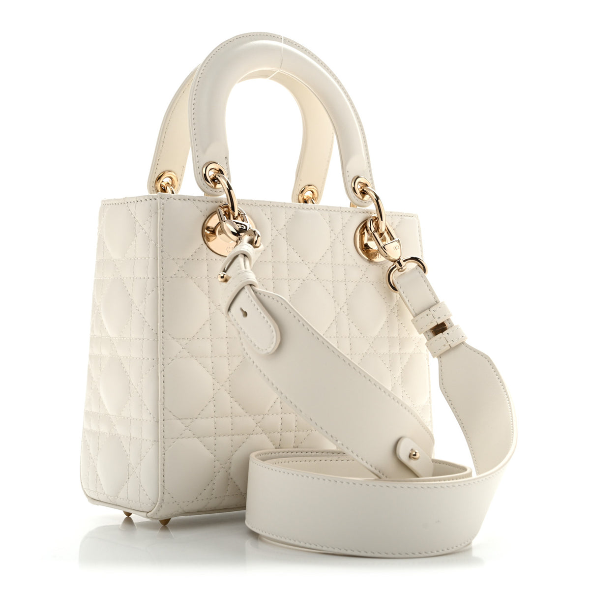 Christian Dior Lambskin Cannage Small My ABCDior Lady Dior White 3 of 13