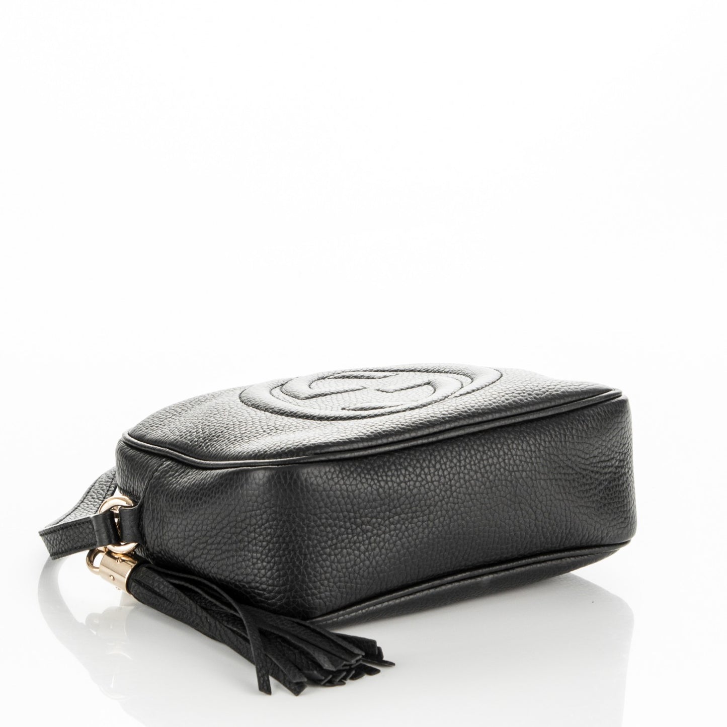Pebbled Calfskin Small Soho Disco Bag Black