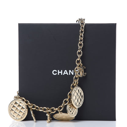 Chanel Medallion CC Quilted Pendant Necklace Gold 5 of 5