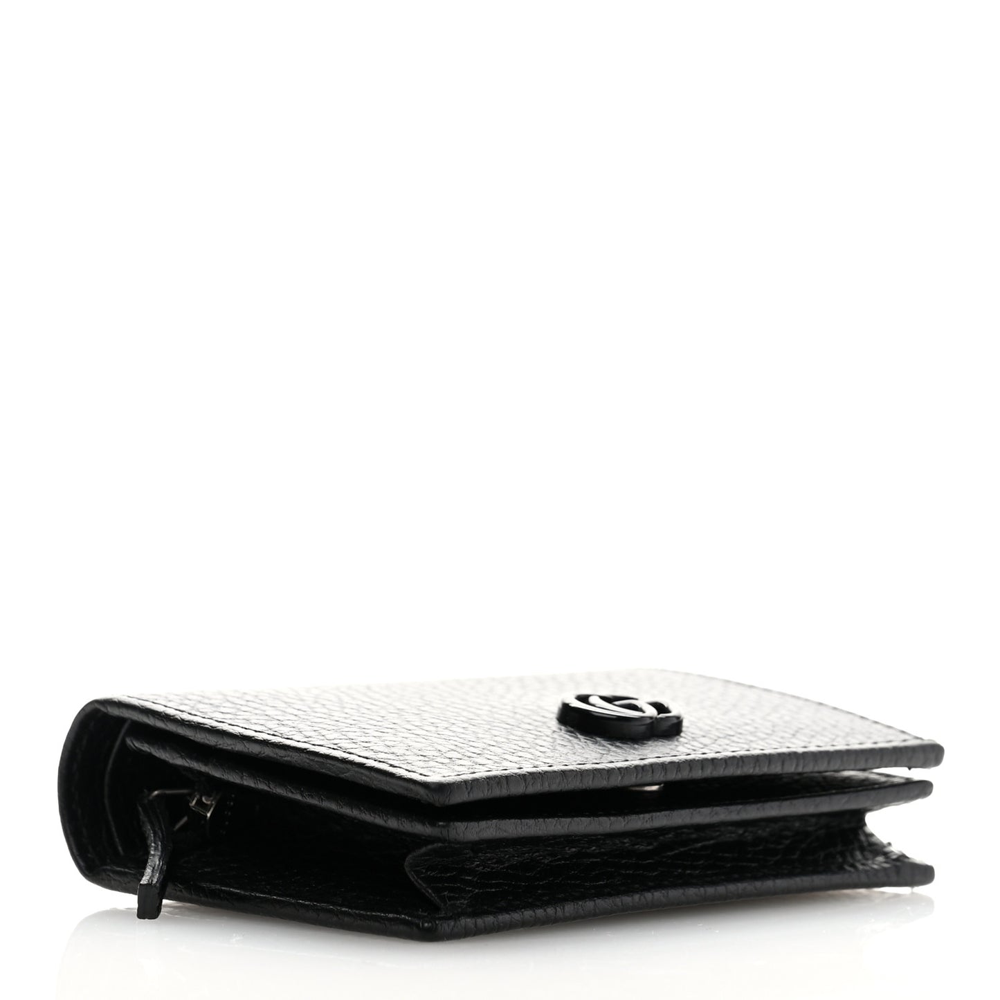 Dollar Calfskin Enamel Monochrome GG Marmont Card Case Black