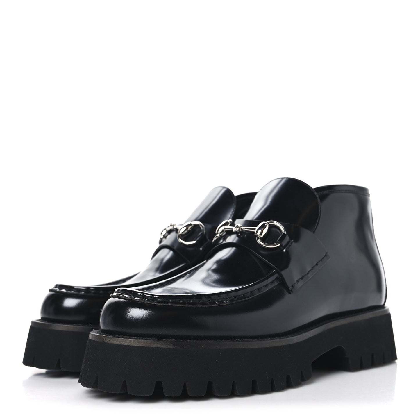 Cordovan Lux Womens Horsebit Platform Ankle Boots 38.5 Black