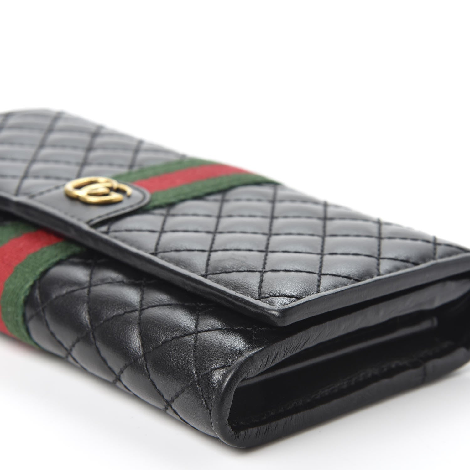 Gucci Calfskin Web Trapuntata GG Continental Wallet Black 6 of 8