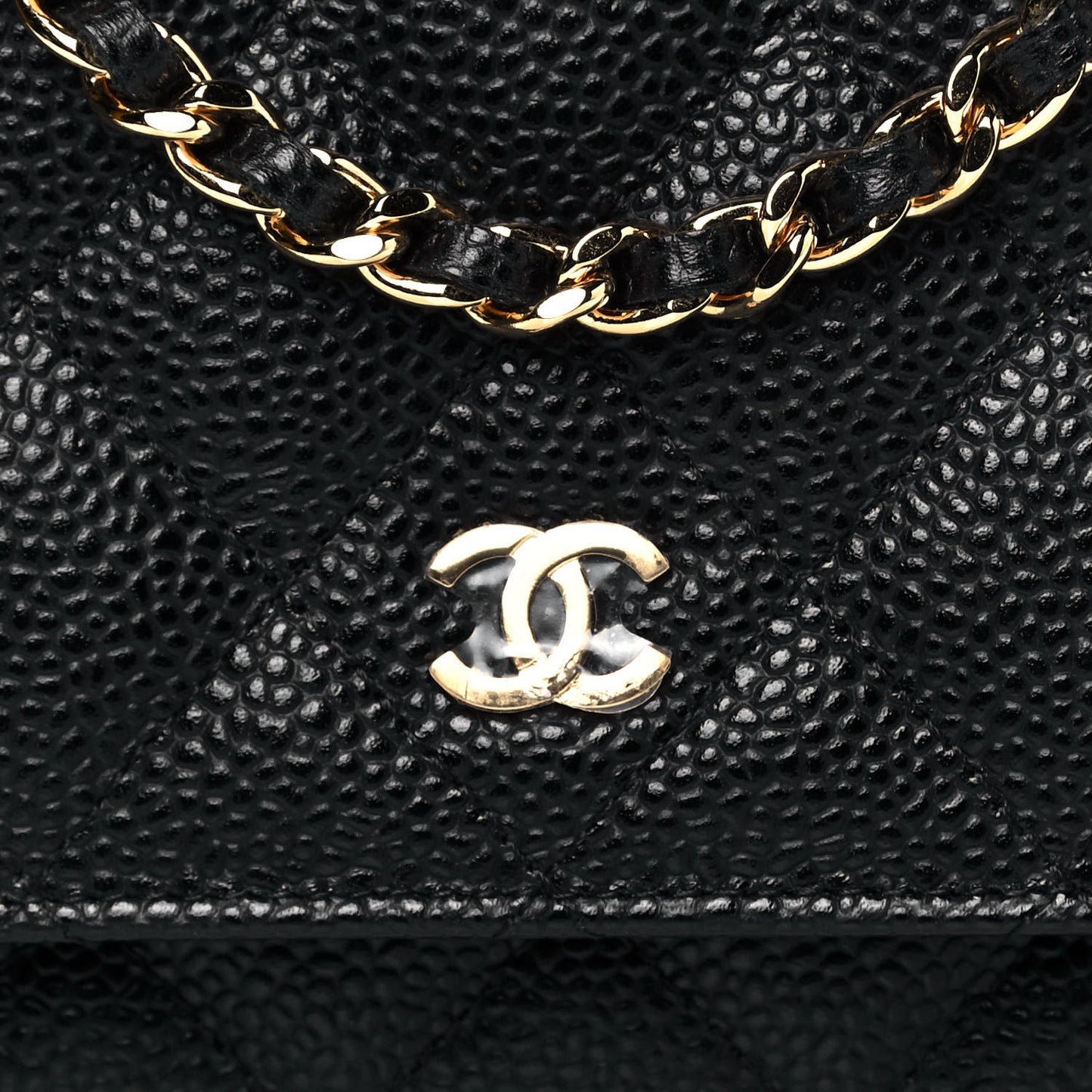 Caviar Quilted Wallet On Chain WOC Black