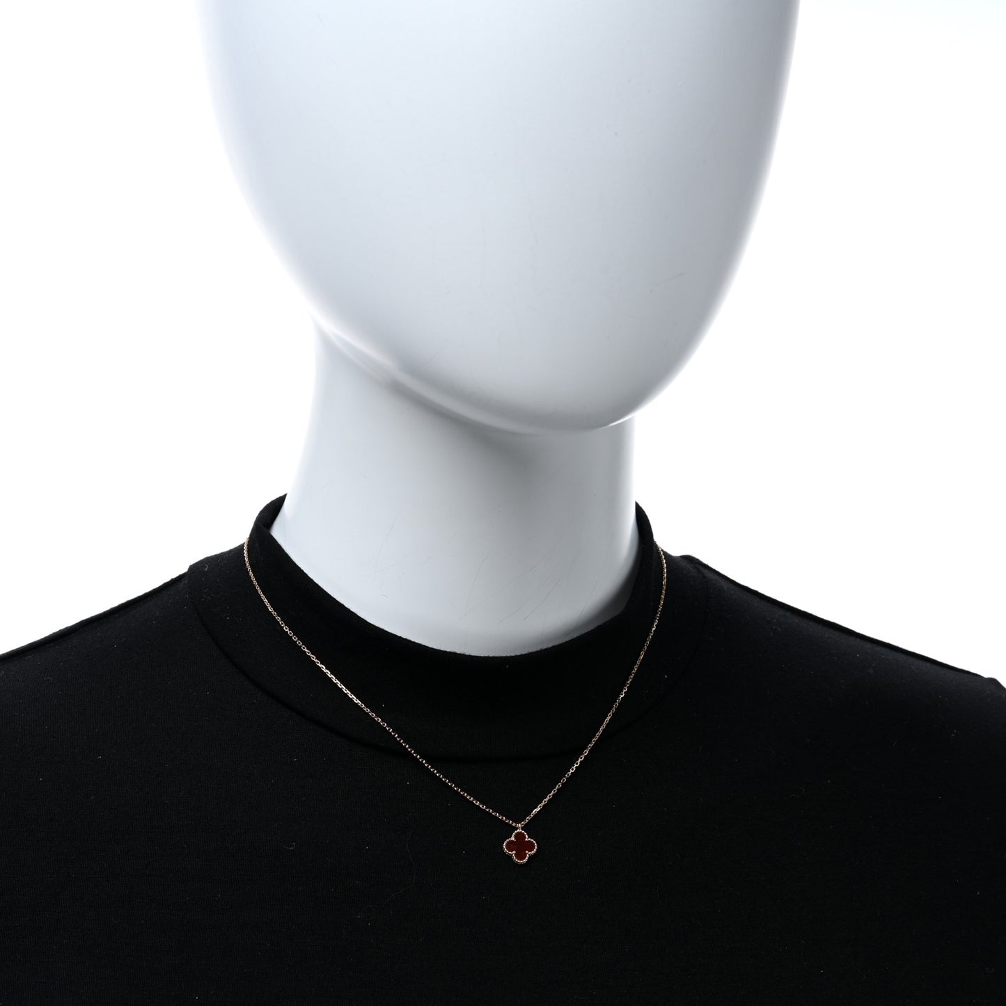 VAN CLEEF & ARPELS 18K Rose Gold Carnelian Sweet Alhambra Pendant Necklace