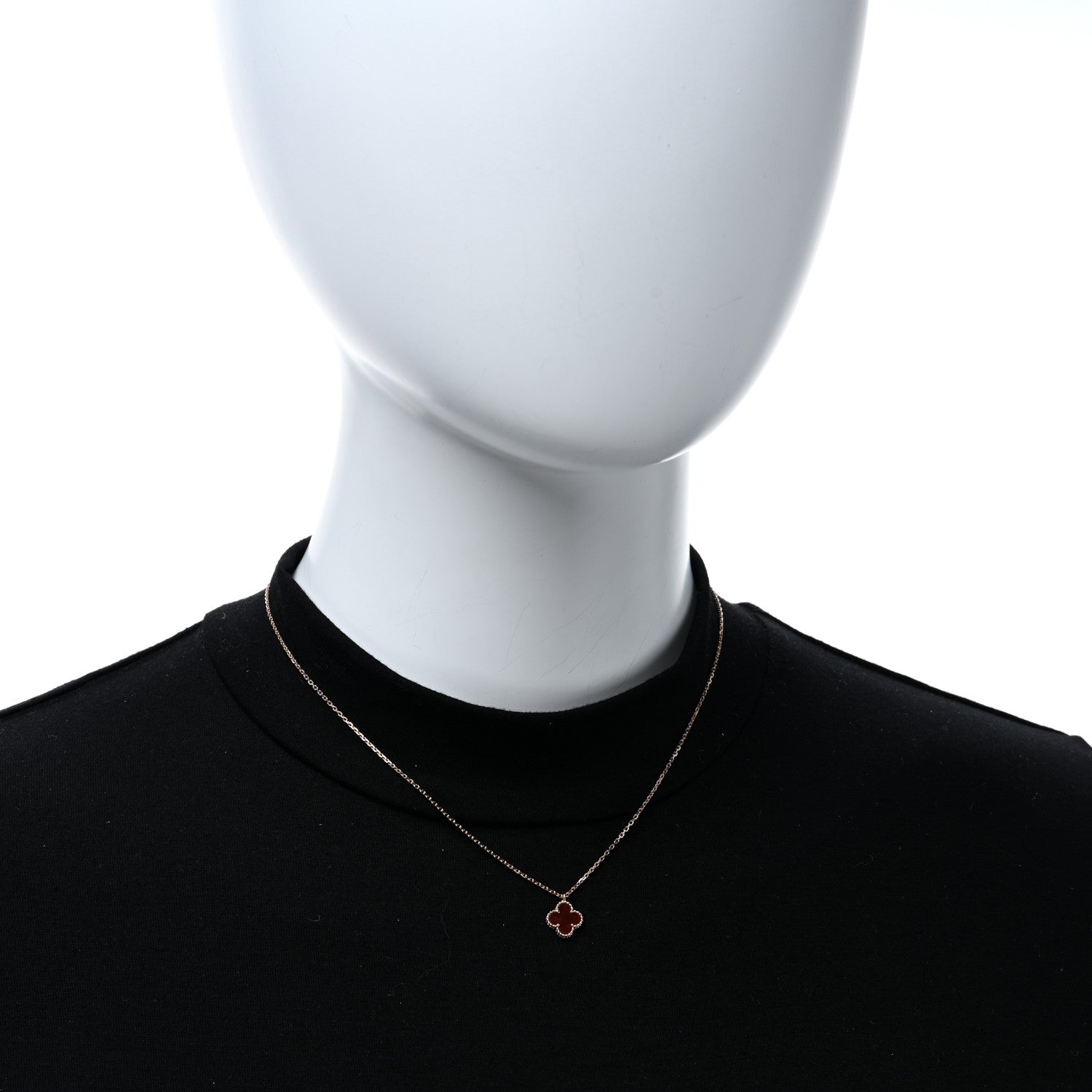 Van Cleef & Arpels VAN CLEEF & ARPELS 18K Rose Gold Carnelian Sweet Alhambra Pendant Necklace 2 of 5