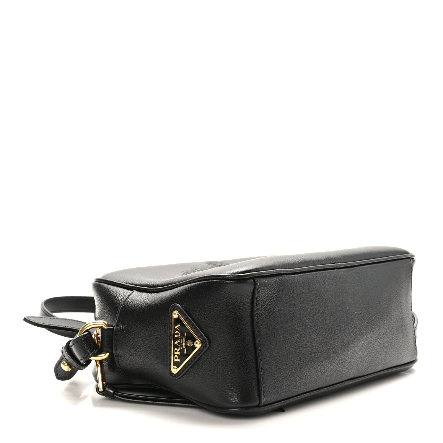 Prada Glace Calfskin Embossed Logo Crossbody Black 4 of 8