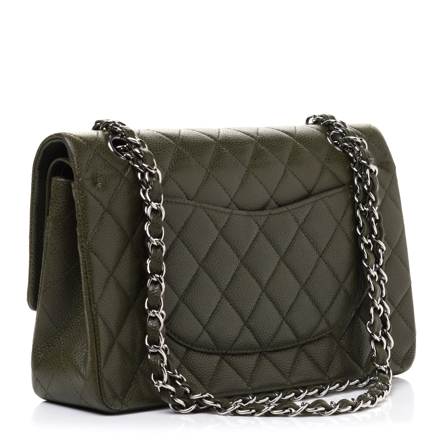 Chanel Caviar Quilted Medium Double Flap Dark Green 3 of 12