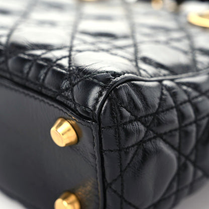Christian Dior Crinkled Patent Cannage Small Lucky Badges My Lady Dior Black 8 of 15