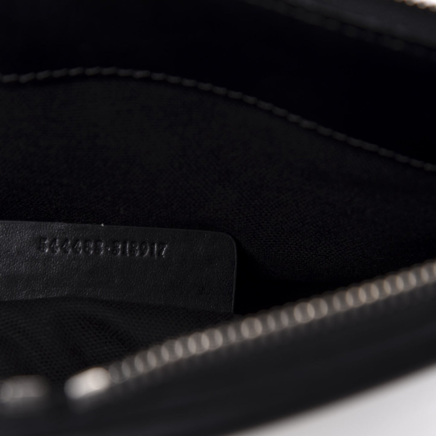 Calfskin Studded Padlock Skull Clutch Black