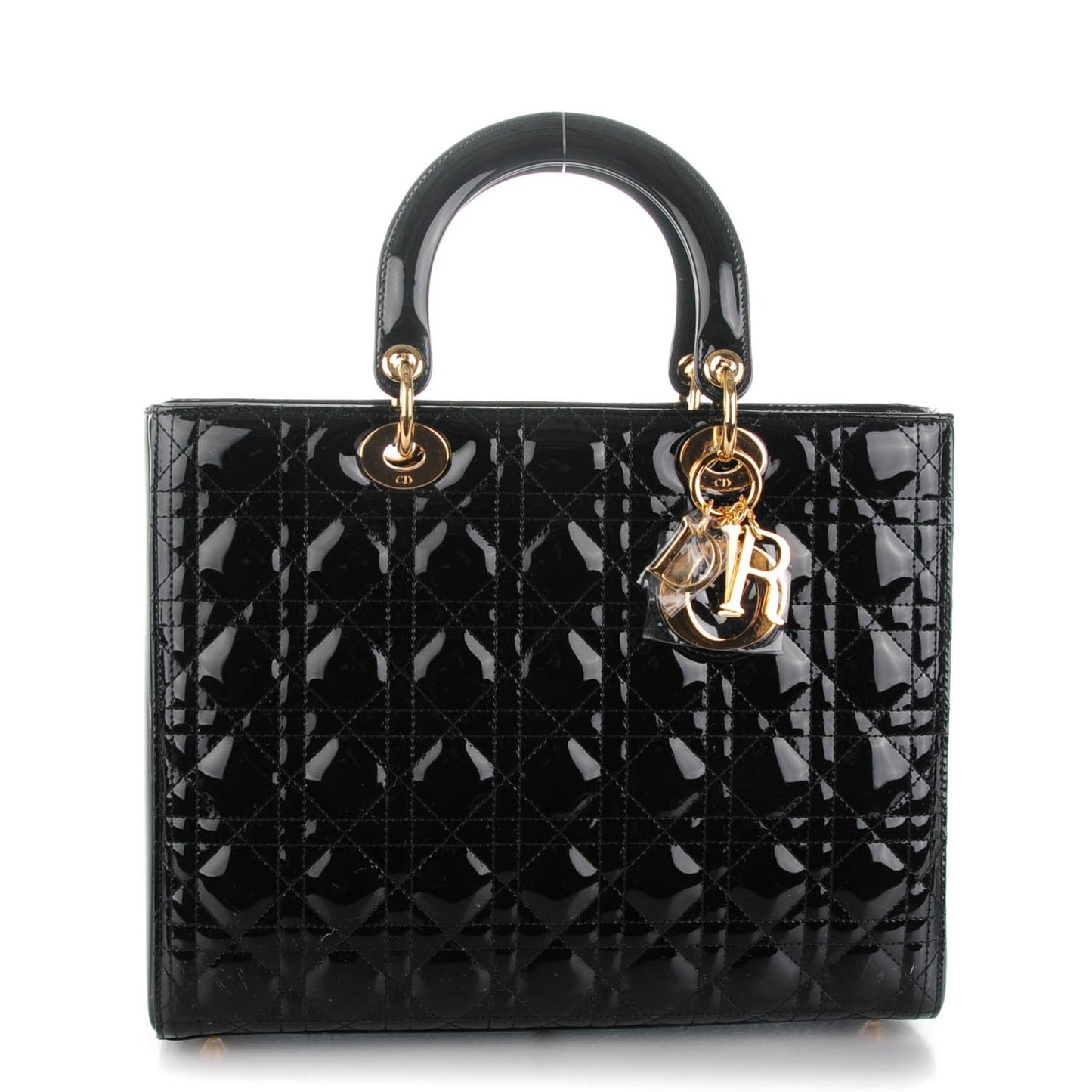 Patent Cannage Large Lady Dior Black