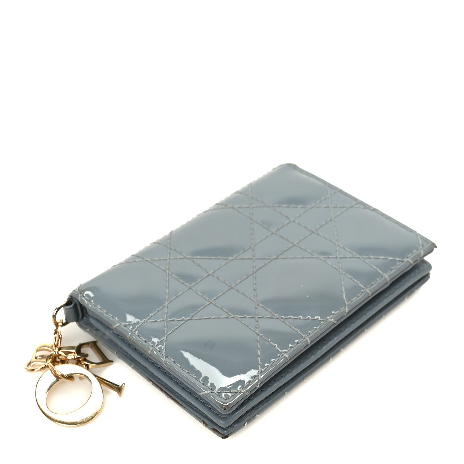 Christian Dior Patent Cannage Mini Lady Dior Wallet Cloud Blue 4 of 9