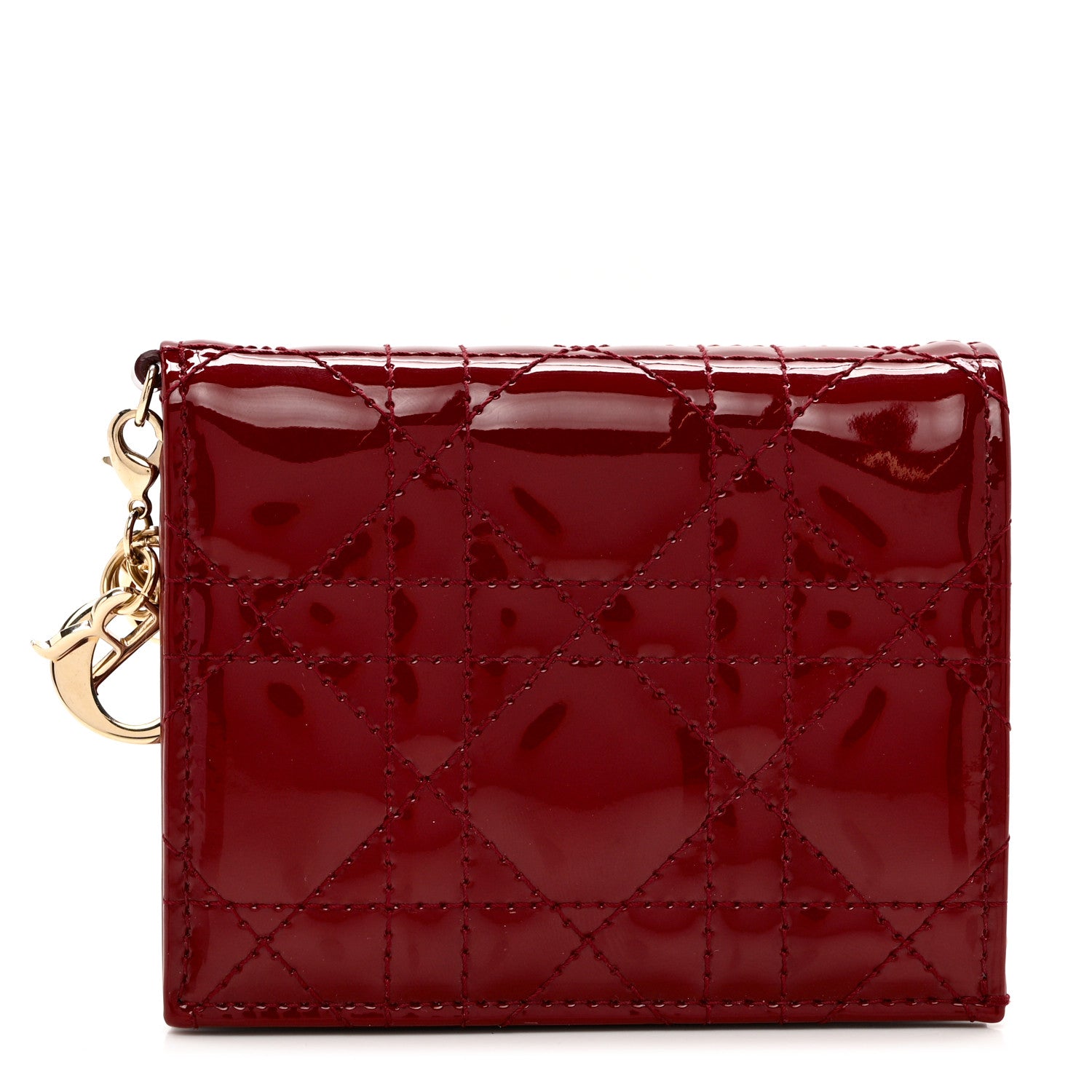 Christian Dior Patent Cannage Mini Lady Dior Wallet Cherry Red 1 of 6