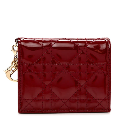 Christian Dior Patent Cannage Mini Lady Dior Wallet Cherry Red 1 of 6
