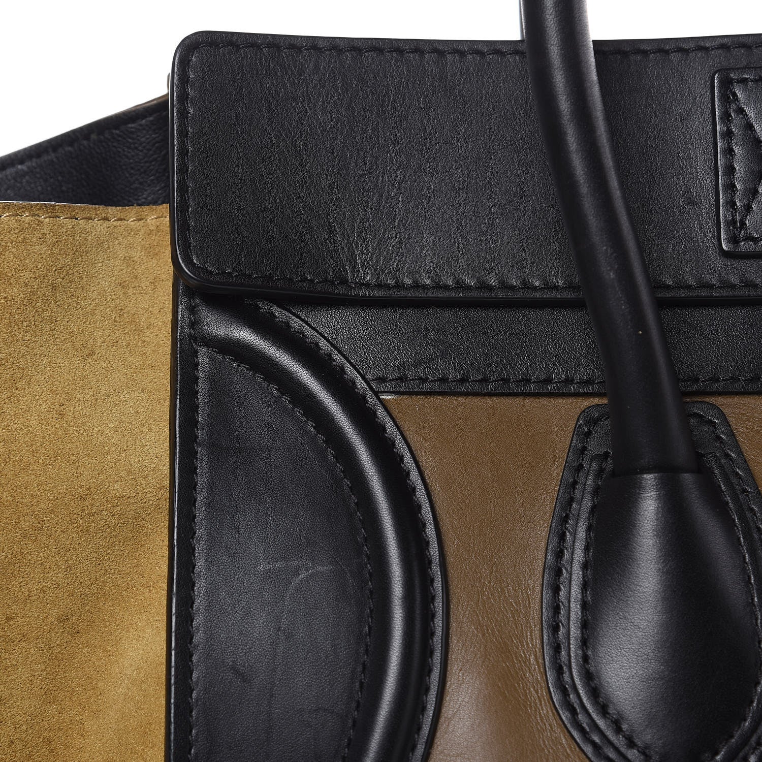 Celine Satin Calfskin Suede Mini Tri-Color Luggage Beige 14 of 21