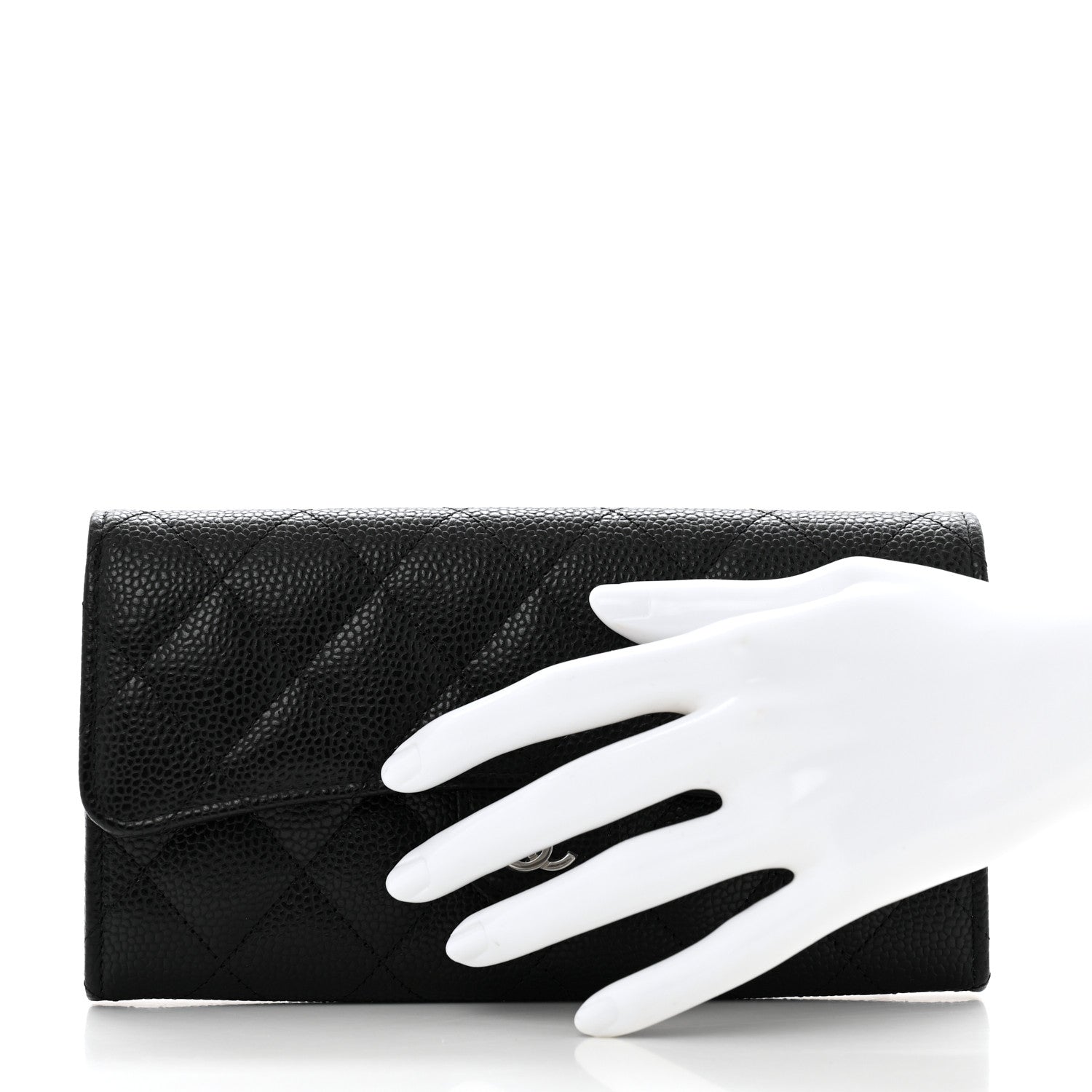 Chanel Caviar Quilted Large Gusset Flap Wallet Black 2 of 10