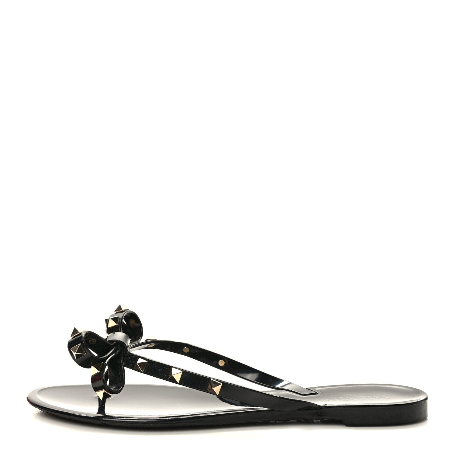 Valentino Garavani PVC Jelly Rockstud Bow Thong Sandals 41 Black 1 of 8