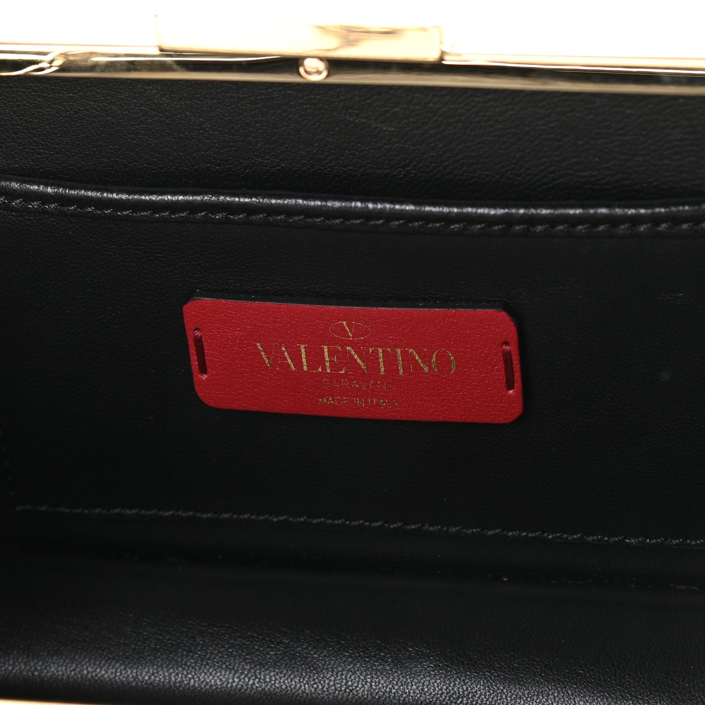 Metal Crystal VLTN Chain Clutch Black