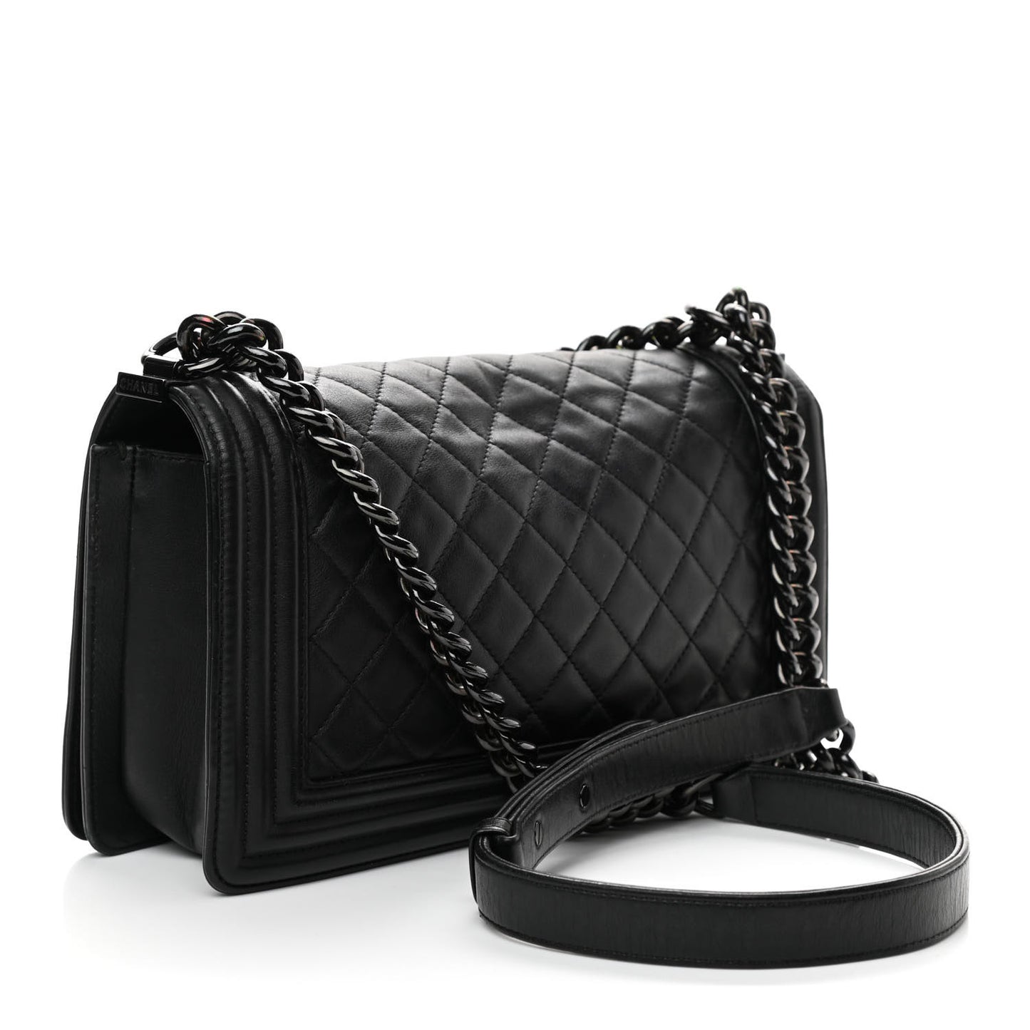 Calfskin Quilted Medium Boy Flap So Black