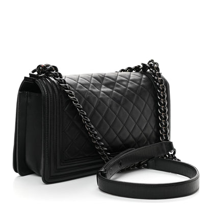 Chanel Calfskin Quilted Medium Boy Flap So Black 3 of 10