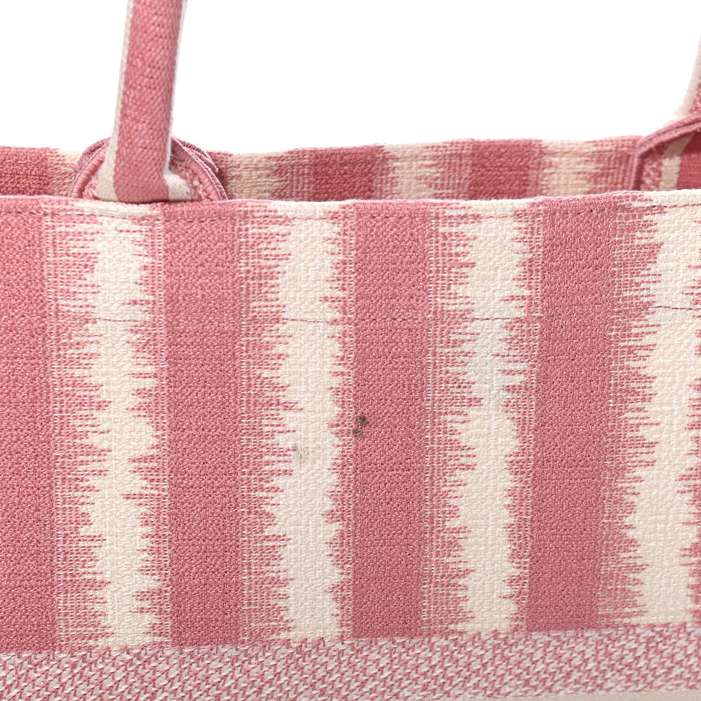 Canvas Embroidered Large Striped Book Tote Pink