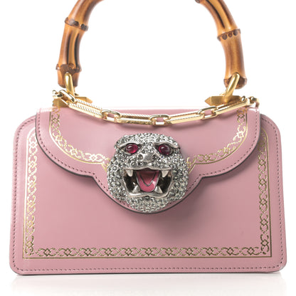Gucci Calfskin Bamboo Crystal Mini Thiara Top Handle Bag Carmine Rose Gold 8 of 16