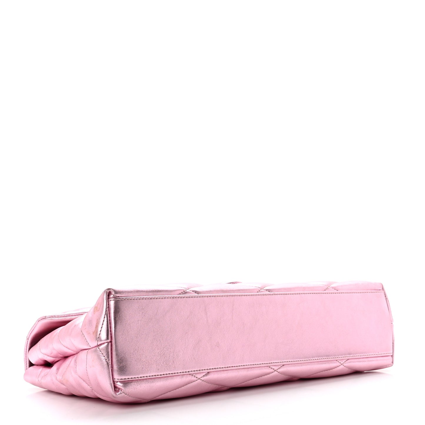 Metallic Lambskin Quilted Sade Puffer Envelope Clutch Pink