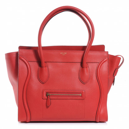 Celine Drummed Leather Shoulder Luggage Red 1 of 10