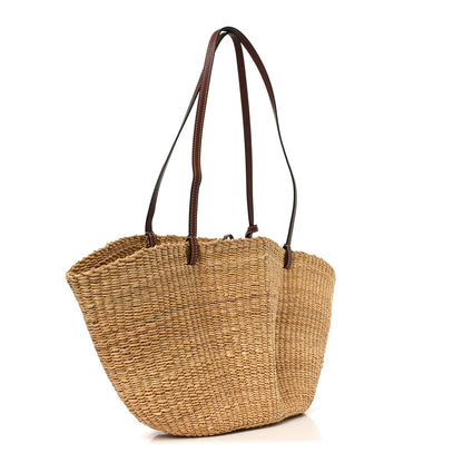 Loewe Calfskin Raffia Paulas Ibiza Small Shell Basket Tote Bag Natural Tan 4 of 17
