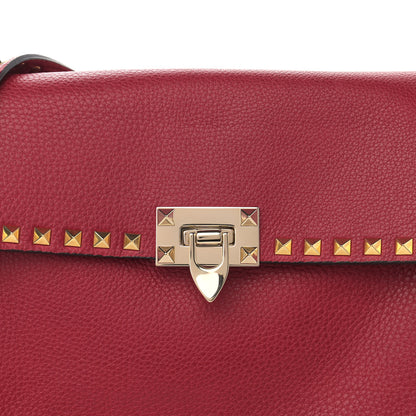 Valentino Garavani Pebbled Calfskin Rockstud Shoulder Bag Red 8 of 10