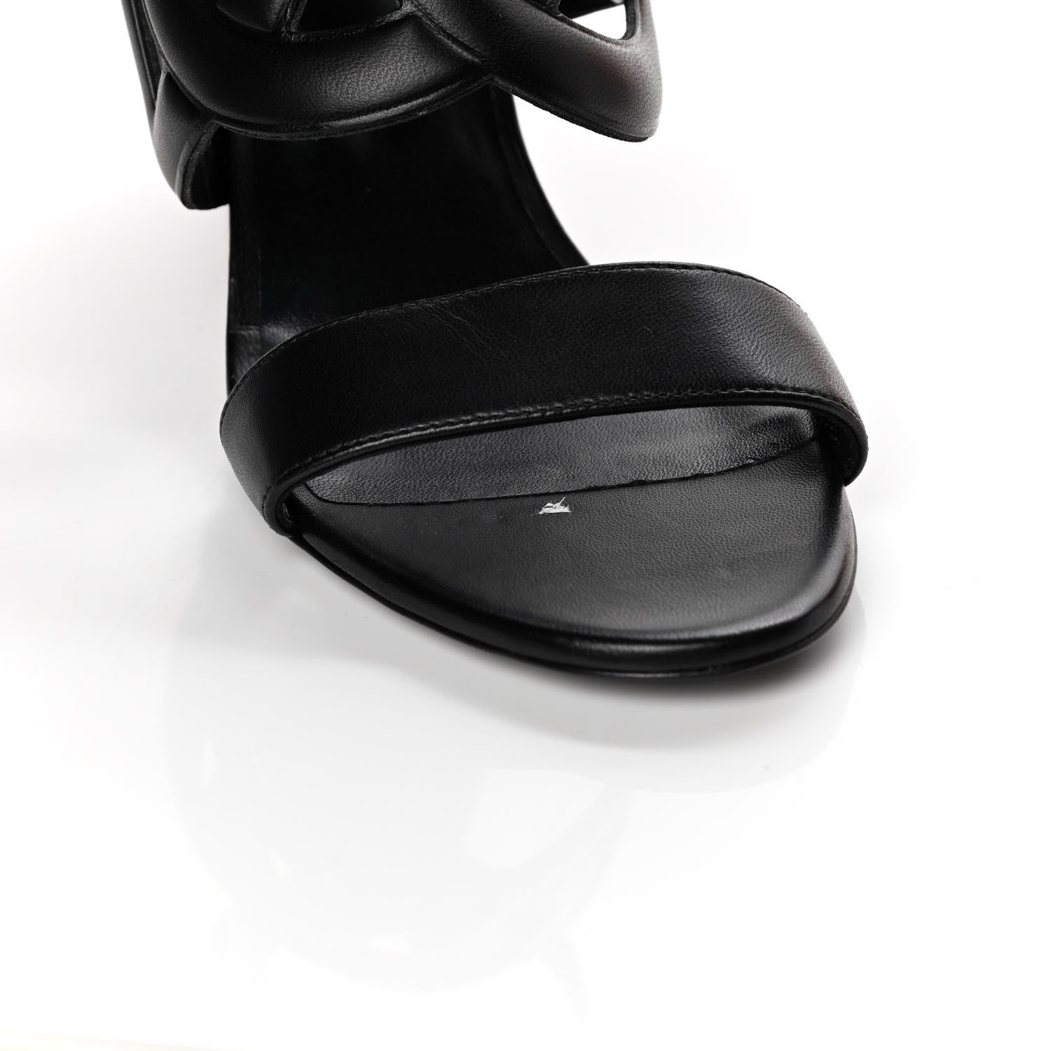 Hermes Nappa Brisbane Wedge Sandals 37 Black 10 of 12