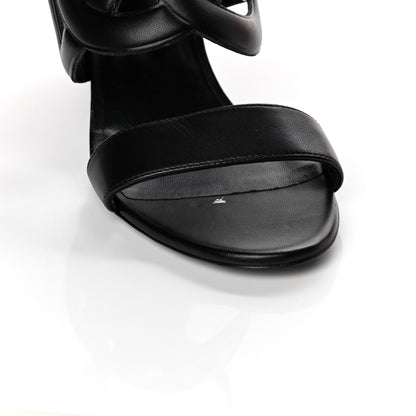 Hermes Nappa Brisbane Wedge Sandals 37 Black 10 of 12