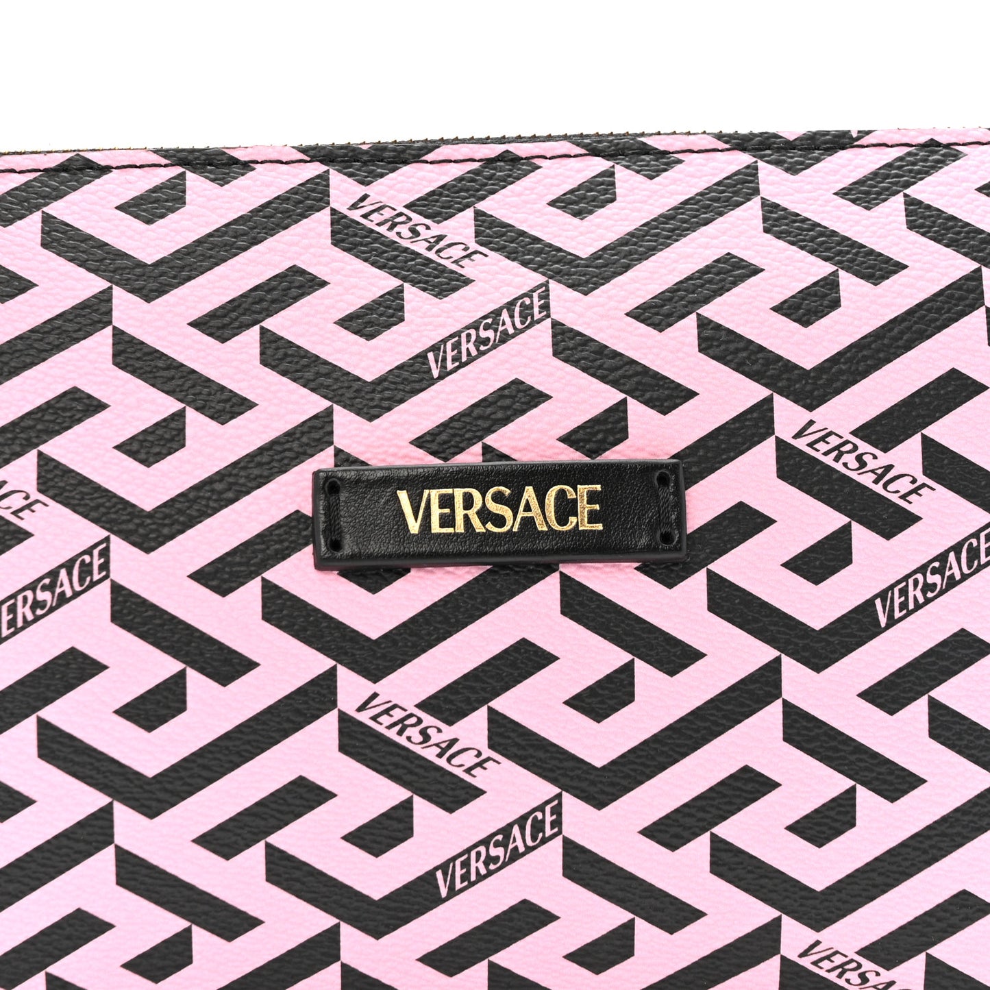 Coated Canvas La Greca Signature Shoulder Bag Candy Black