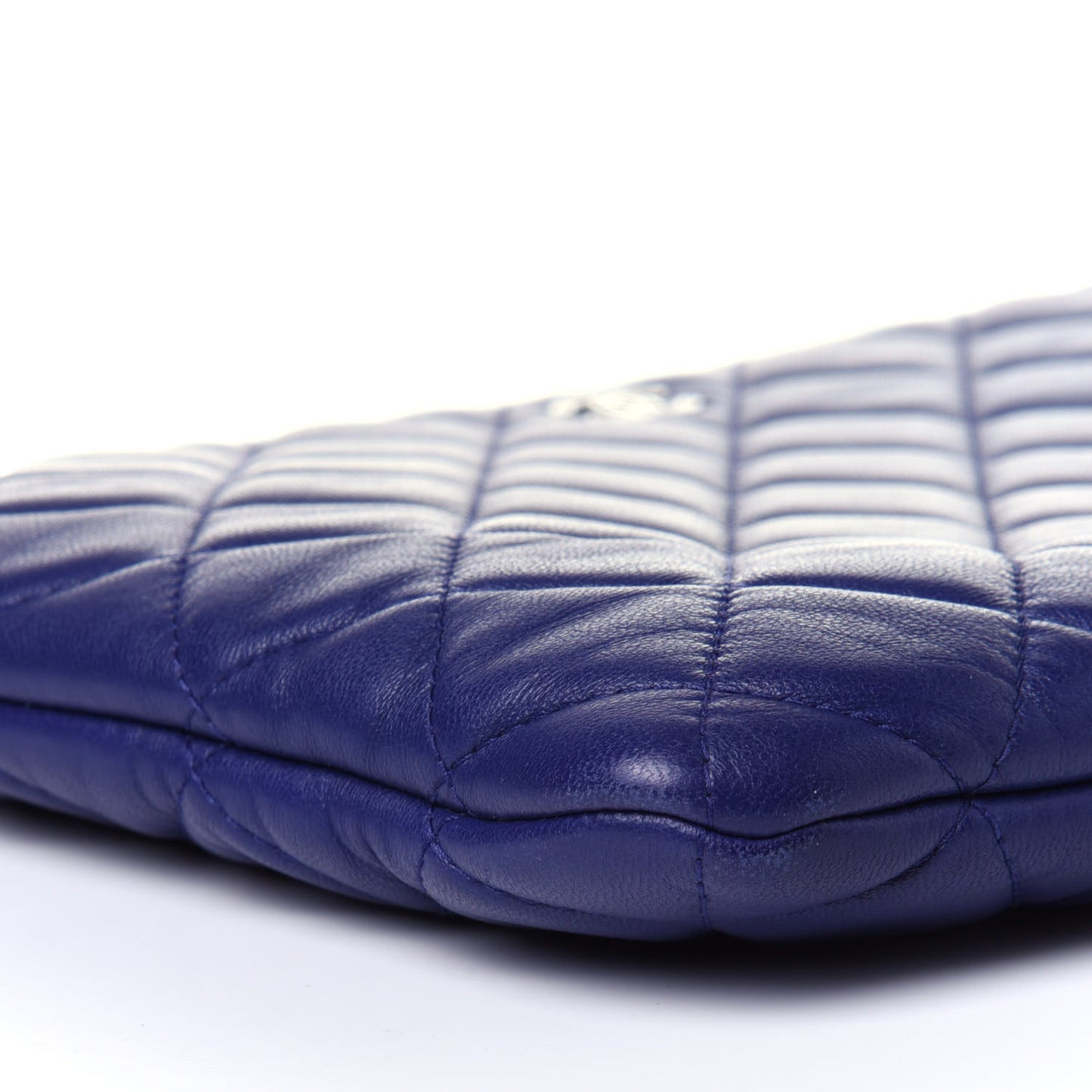 Lambskin Quilted Medium Cosmetic Case Blue