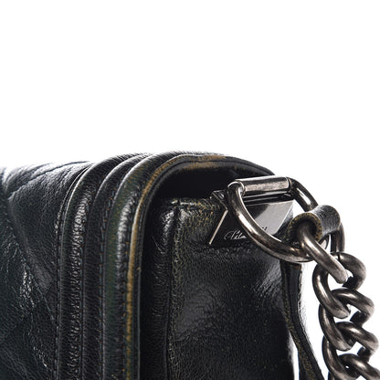 Chanel Goatskin Ombre Faded Quilted New Medium Boy Flap Dark Green 12 of 13
