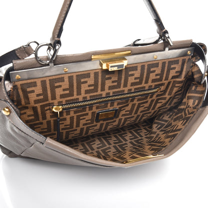 Fendi Goatskin Zucca Large Peekaboo Iconic Satchel Taupe Tobacco Moro 6 of 13