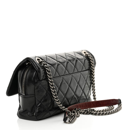 Chanel Glazed Calfskin Quilted Medium Duo Color Flap Black 3 of 11