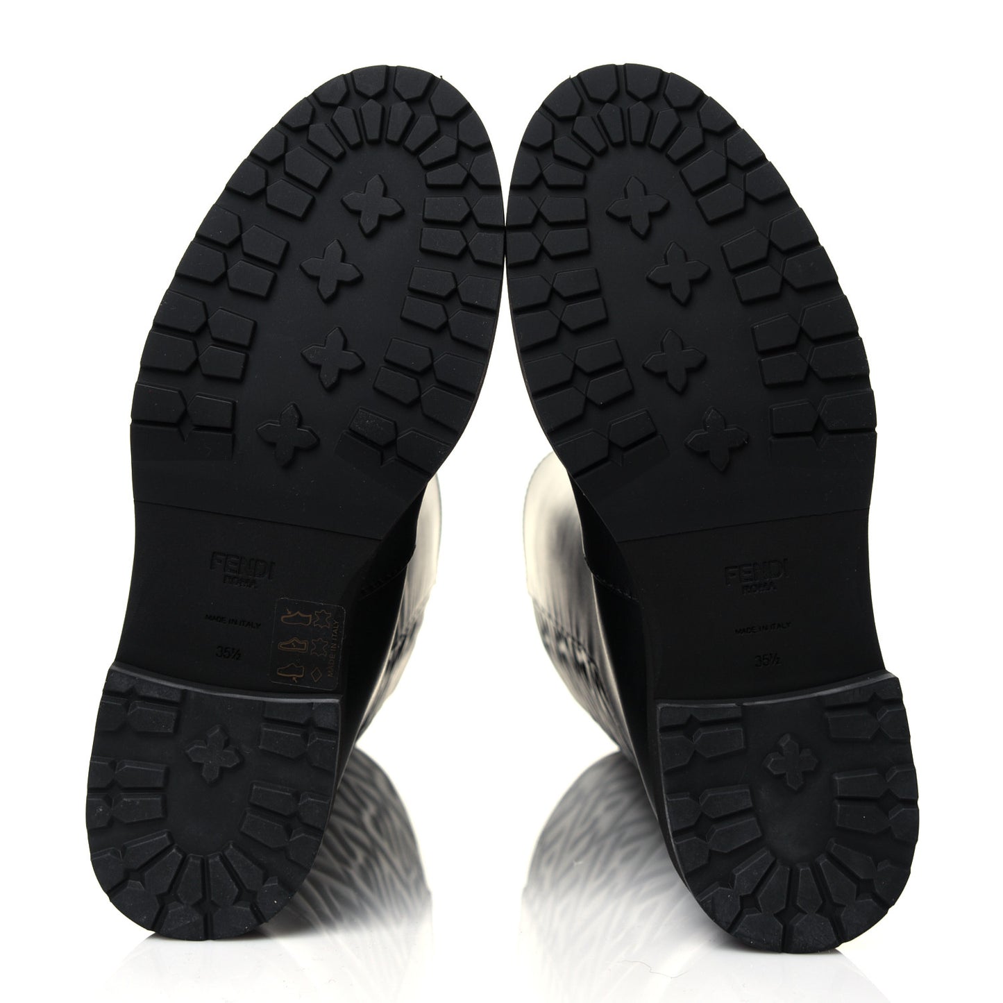 Vitello Nappa FF Embossed Tall Boots 35.5 Black