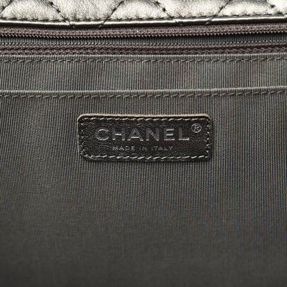 Chanel Metallic Calfskin Quilted Small XXL Travel Flap Bag Dark Silver 6 of 10