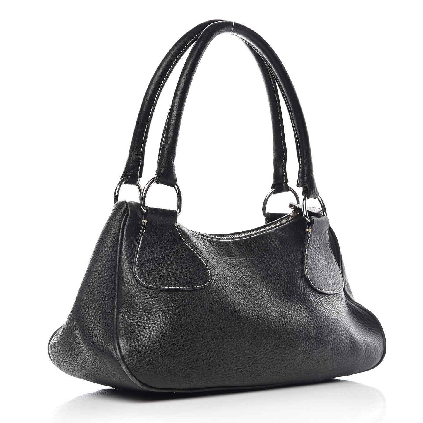 Vitello Daino Box Shoulder Bag Nero Black
