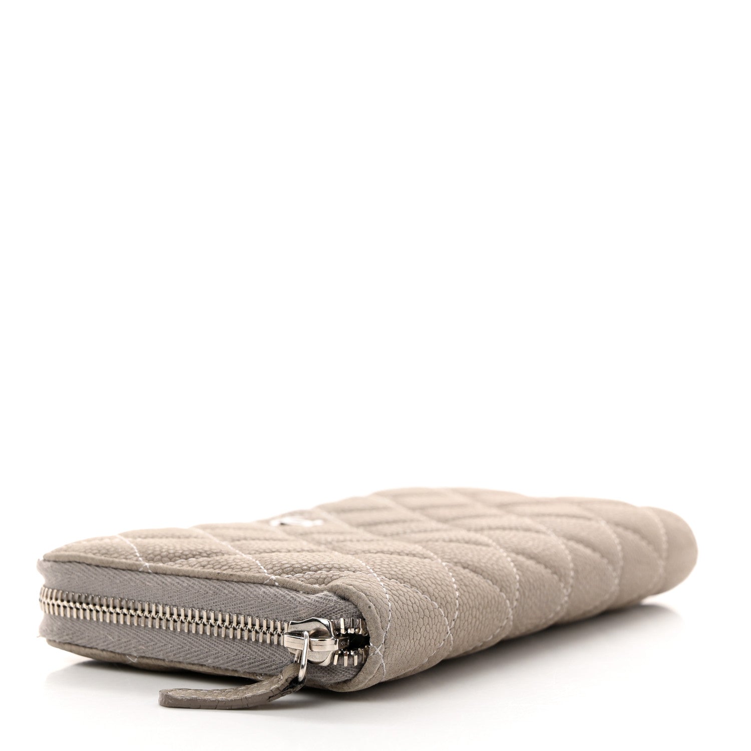 Chanel Caviar Quilted Large Gusset Zip Around Wallet Grey 5 of 12
